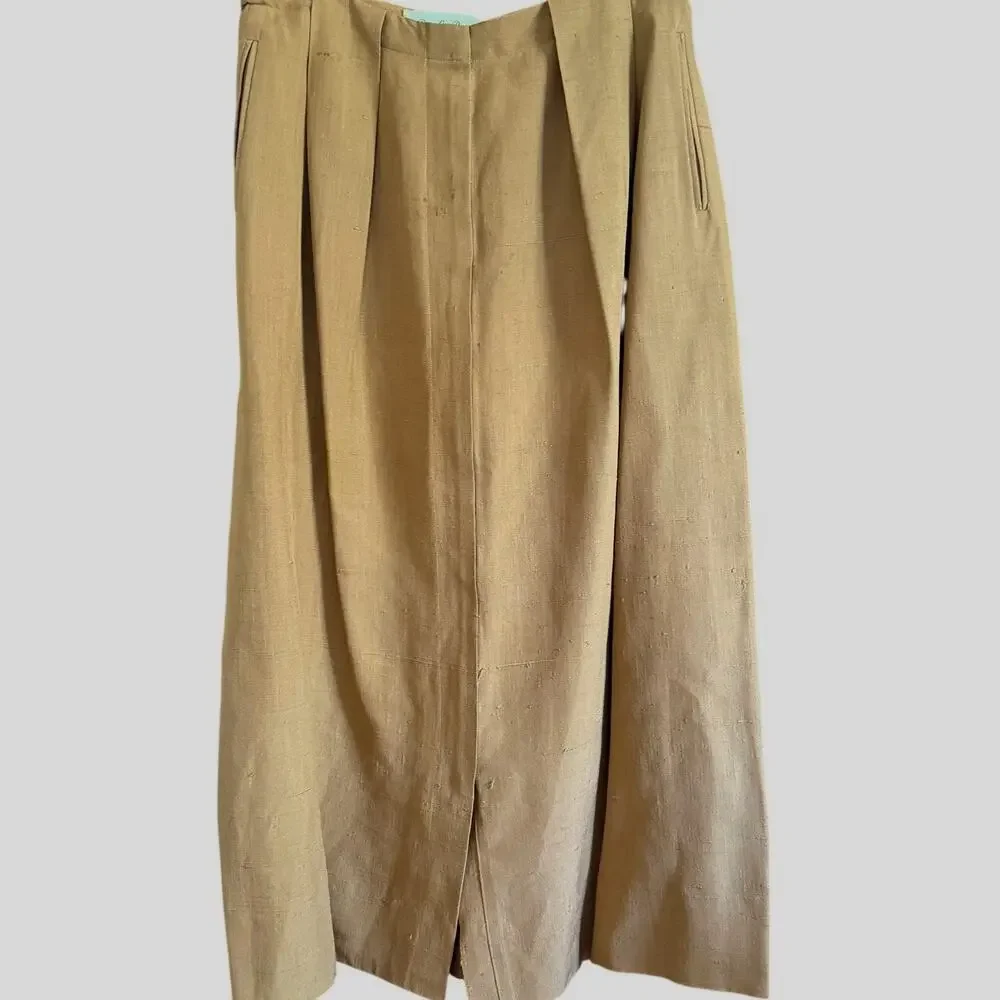 1950s Vintage NEIMAN MARCUS | Dupioni Silk Light Brown Tulip Skirt  | Size 2